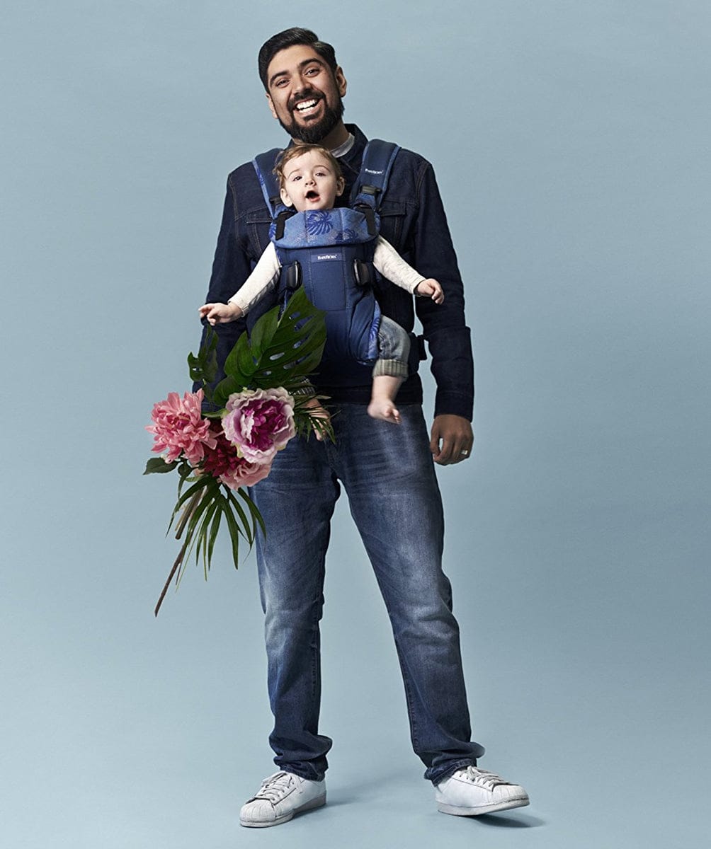 BabyBjorn Baby Carrier One - Midnight Blue/Leaf Print - 093052US