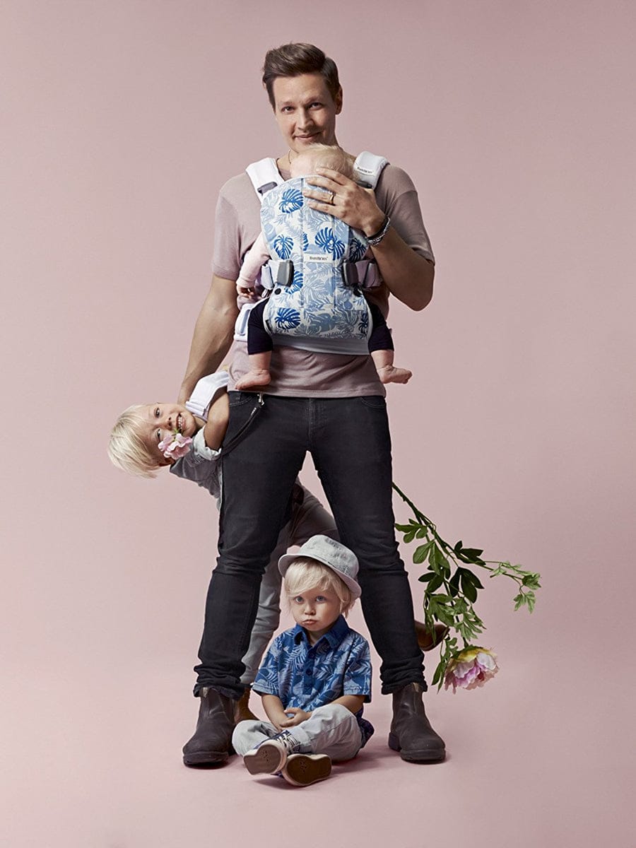 BabyBjorn Baby Carrier One - Pale Blue/Leaf Print - 093054US