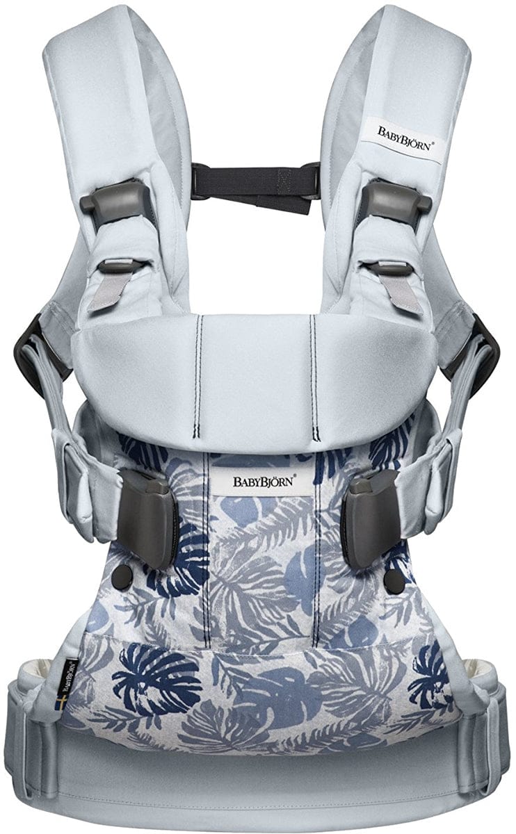 BabyBjorn Baby Carrier One - Pale Blue/Leaf Print - 093054US