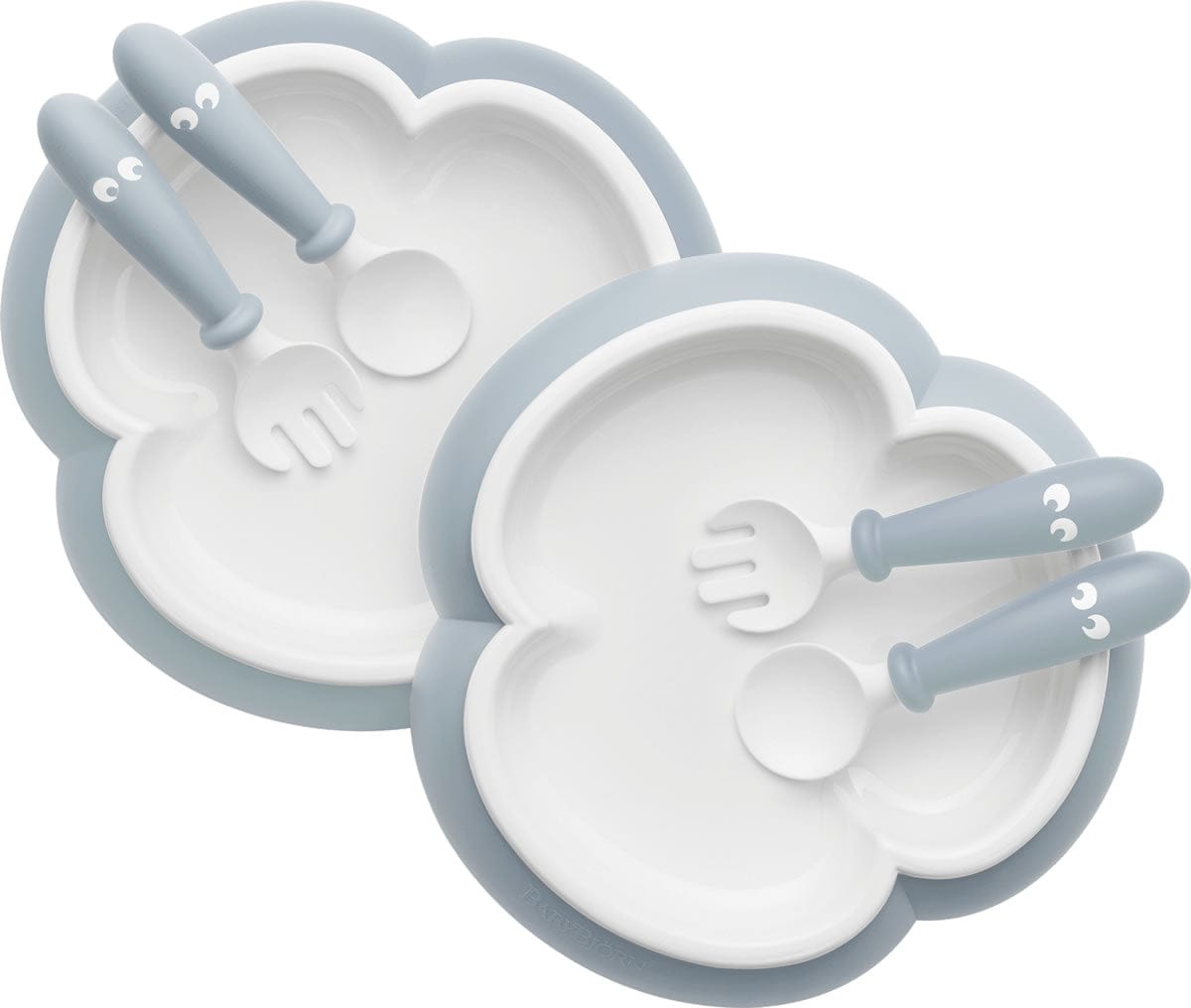 BabyBjorn Baby Plate, Spoon and Fork, 2 sets - Powder Blue - 074067US