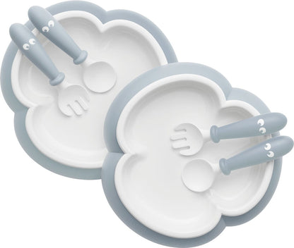 BabyBjorn Baby Plate, Spoon and Fork, 2 sets - Powder Blue - 074067US