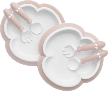 BabyBjorn Baby Plate, Spoon and Fork, 2 sets - Powder Pink