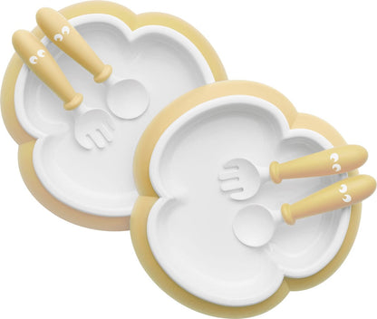 BabyBjorn Baby Plate, Spoon and Fork, 2 sets - Powder Yellow - 074066US