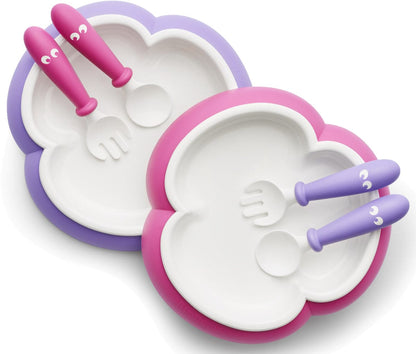 BabyBjorn Baby Plate, Spoon & Fork - Pink/Purple