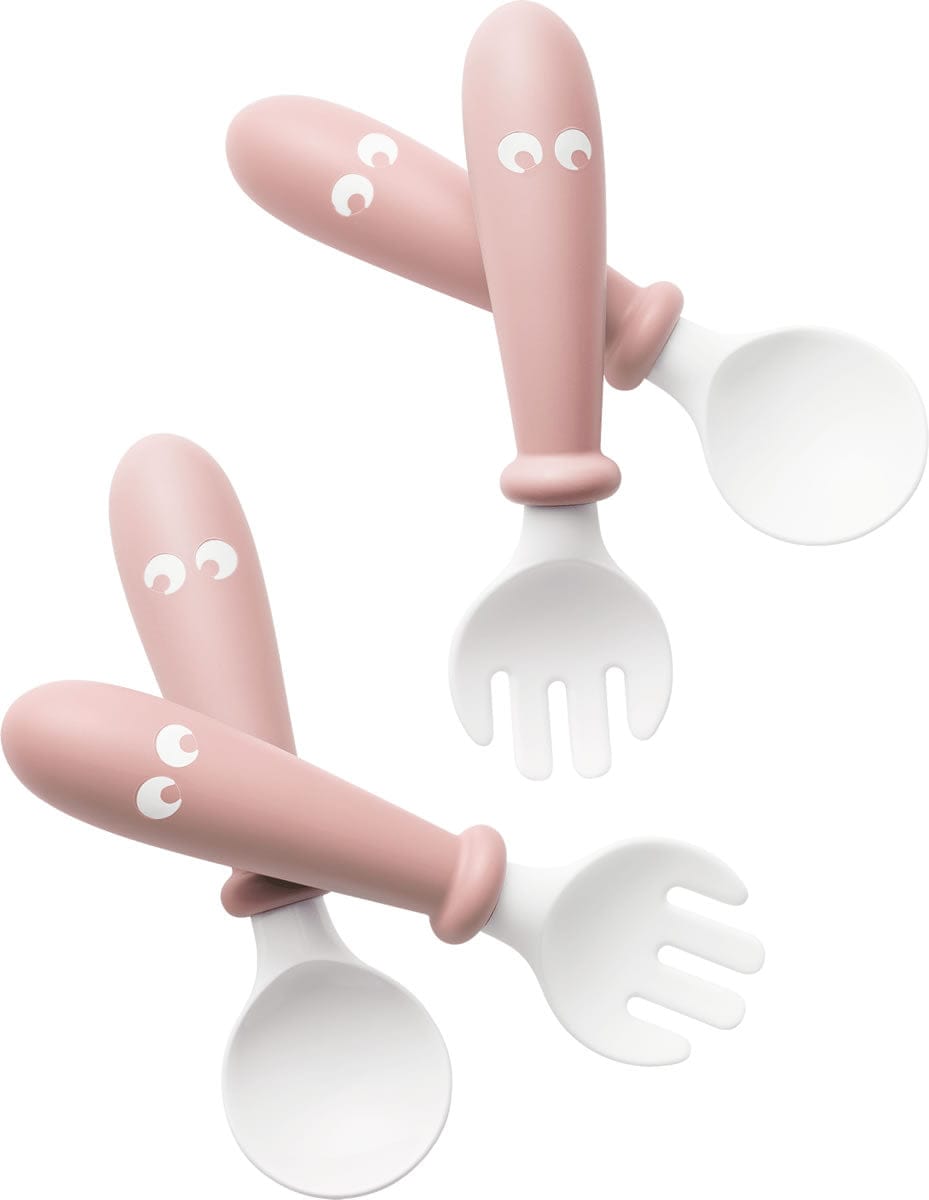BabyBjorn Baby Spoon and Fork, 4 pcs - Powder Pink - 073064US