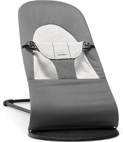BabyBjörn Bouncer Balance Soft, Black Frame Woven/Jersey Dark Grey/Grey - 005084US
