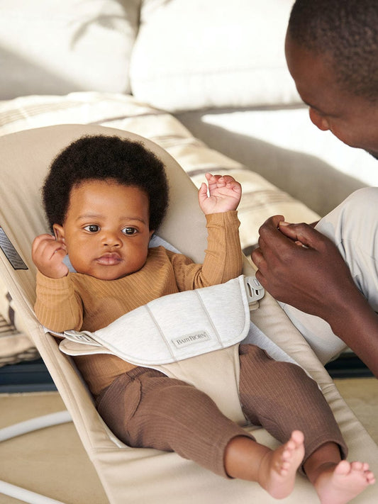 BabyBjörn Bouncer Balance Soft, Light Gray Frame Woven/Jersey Beige/Grey - 005383US