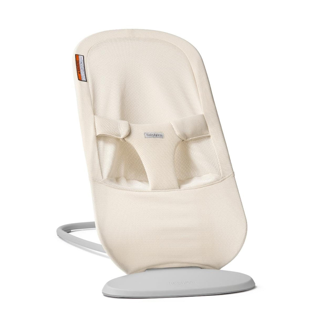 BabyBjorn bouncer in beige mesh fabric with grey base