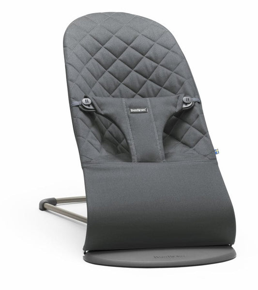 BabyBjörn Bouncer Bliss, Dark Gray Frame Classic Quilt Woven - Anthracite - 006121US