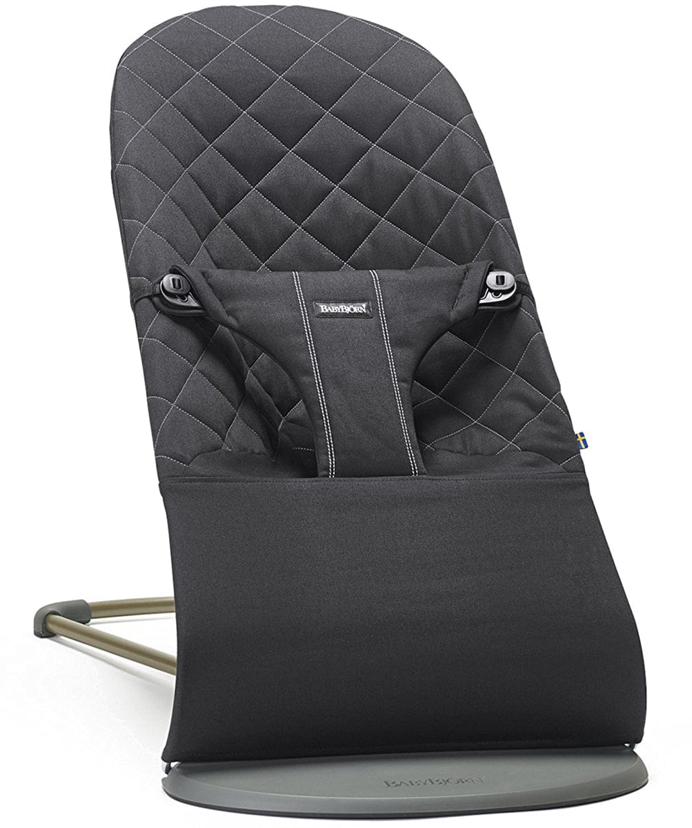 BabyBjörn Bouncer Bliss, Dark Gray Frame Classic Quilt Woven - Black - 006116US