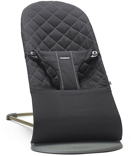 BabyBjörn Bouncer Bliss, Dark Gray Frame Classic Quilt Woven - Black - 006116US