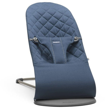 BabyBjörn Bouncer Bliss, Dark Gray Frame Classic Quilt Woven - Midnight Blue - 006115US