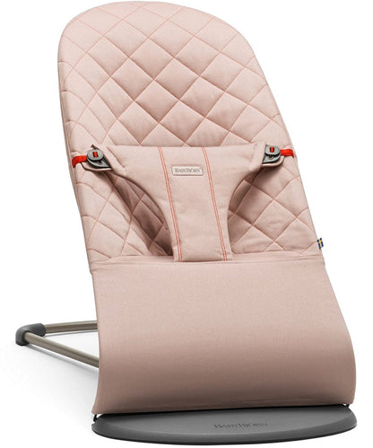 BabyBjörn Bouncer Bliss, Dark Gray Frame Classic Quilt Woven - Old Rose - 006014US