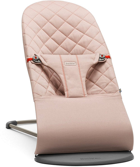 BabyBjörn Bouncer Bliss, Dark Gray Frame Classic Quilt Woven - Old Rose - 006014US