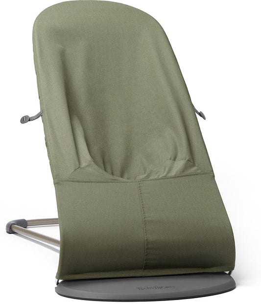 BabyBjörn Bouncer Bliss, Dark Gray Frame Petal Quilt Woven - Dark Green - 006140US