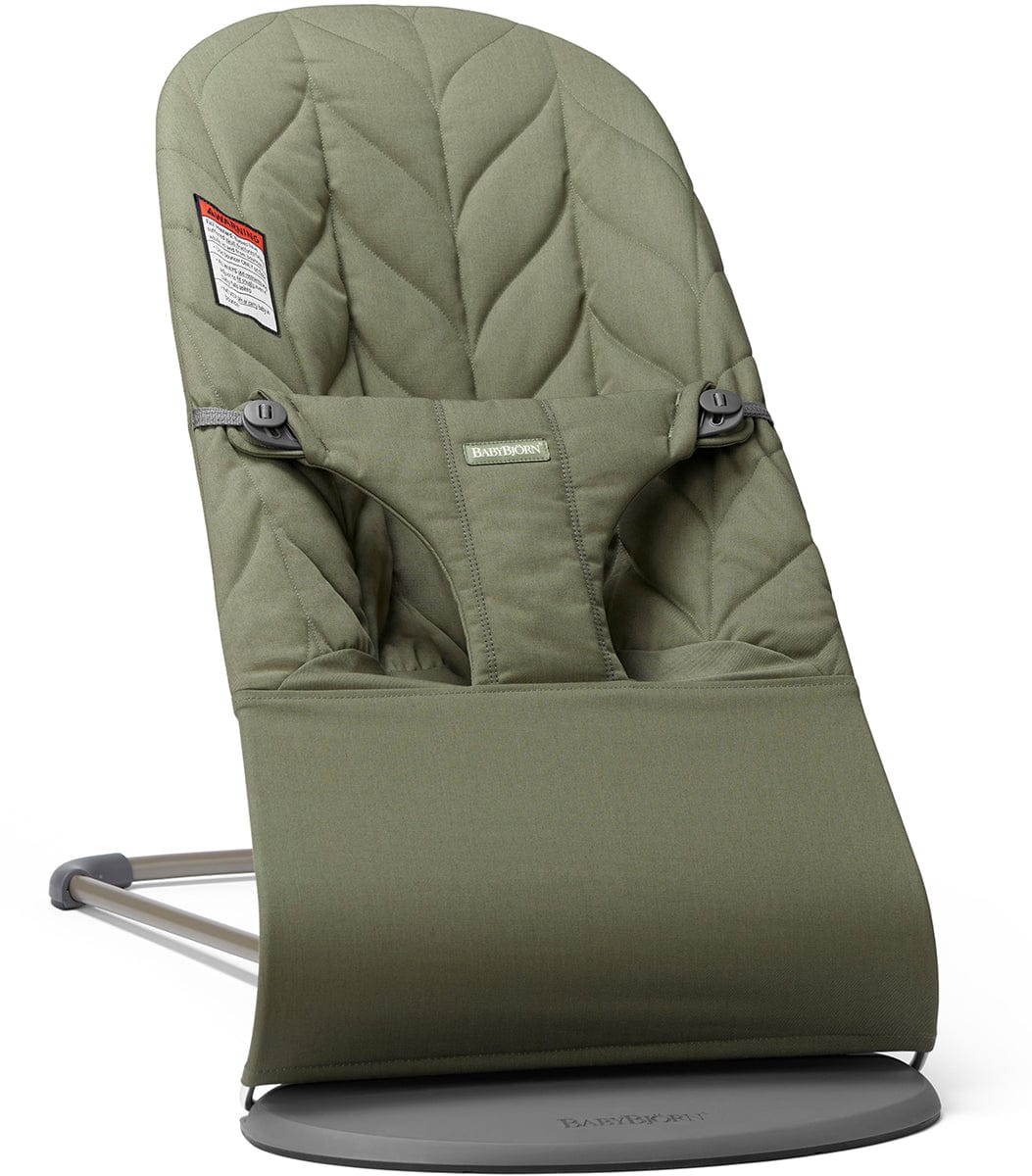 BabyBjörn Bouncer Bliss, Dark Gray Frame Petal Quilt Woven - Dark Green - 006140US