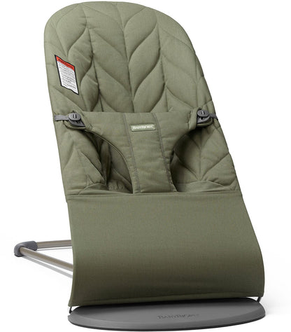 BabyBjörn Bouncer Bliss, Dark Gray Frame Petal Quilt Woven - Dark Green - 006140US