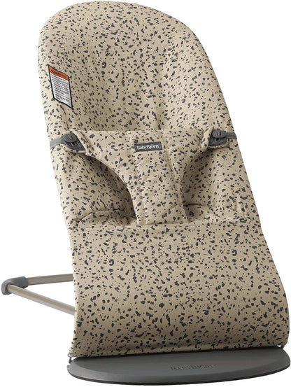 BabyBjorn Bouncer Bliss, Dark Gray Frame, Woven Dark Gray / Beige Print - 006038US