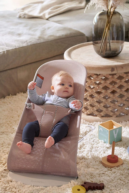 BabyBjörn Bouncer Bliss, Light Gray Frame Mesh Dusty Pink - 006108US