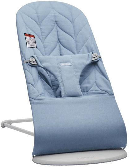 BabyBjorn Bouncer Bliss, Light Gray Frame Petal Quilt Cotton Blue - 006223US