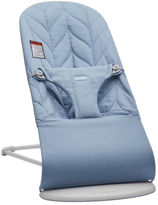 BabyBjorn Bouncer Bliss, Light Gray Frame Petal Quilt Cotton Blue - 006223US