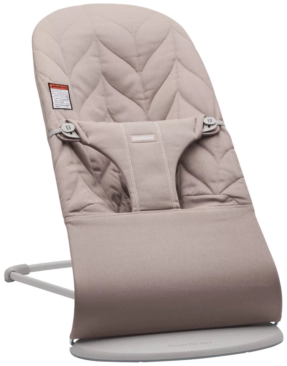 BabyBjörn Bouncer Bliss, Light Gray Frame Petal Quilt Woven - Sand Gray - 006117US