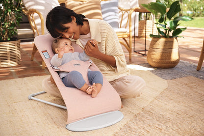 BabyBjorn Bouncer Bliss, Light Gray Frame Woven Melange, Light Pink - 006028US