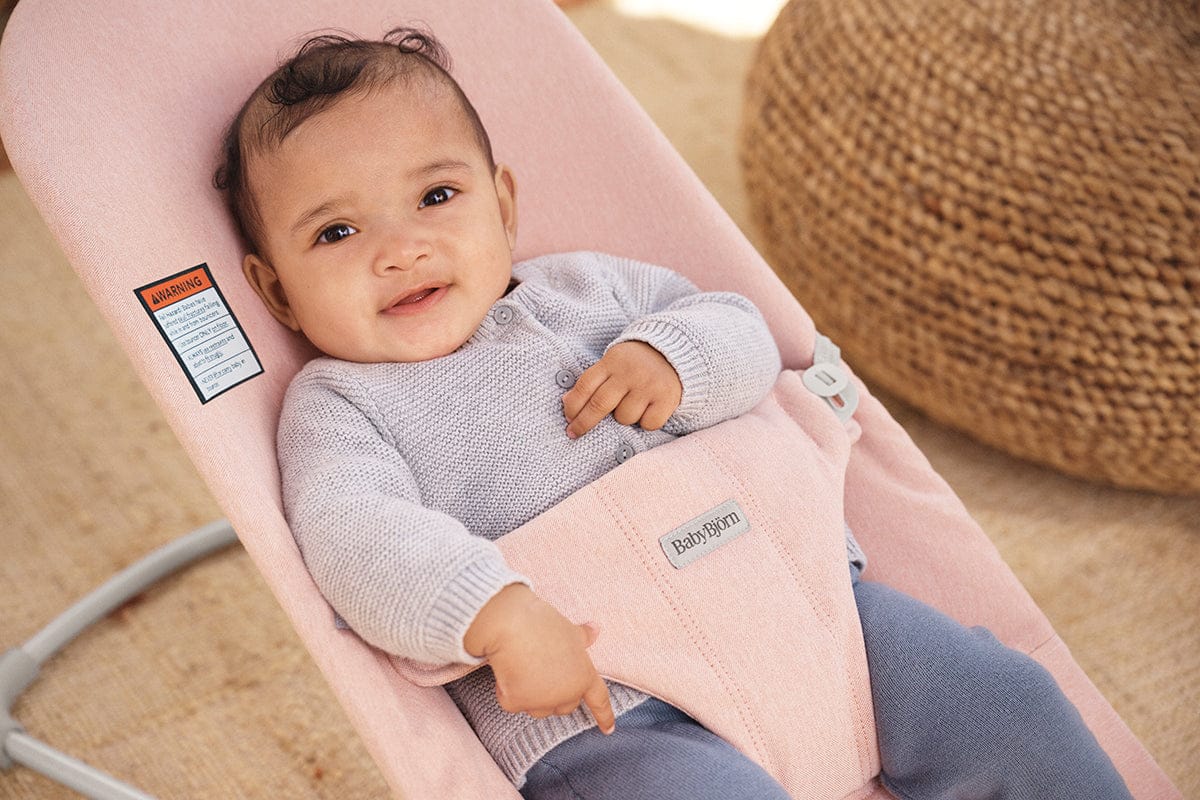 BabyBjorn Bouncer Bliss, Light Gray Frame Woven Melange, Light Pink - 006028US