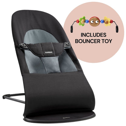 BabyBjorn Bouncer + Toy Bundle - Balance Soft (Cotton) Black / Dark Gray - 005022US-080500US