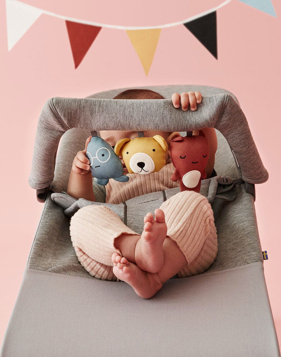 BabyBjorn Bouncer + Toy Bundle - Bliss (3D Jersey) Light Grey - 006072US-BB