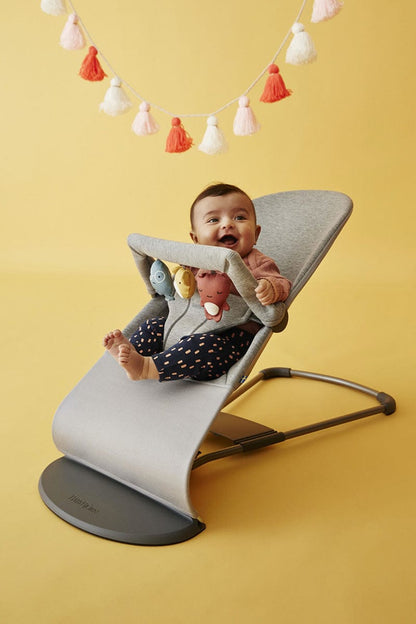 BabyBjorn Bouncer + Toy Bundle - Bliss (3D Jersey) Light Grey - 006072US-BB