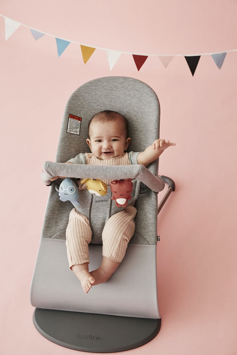 BabyBjorn Bouncer + Toy Bundle - Bliss (3D Jersey) Light Grey - 006072US-BB