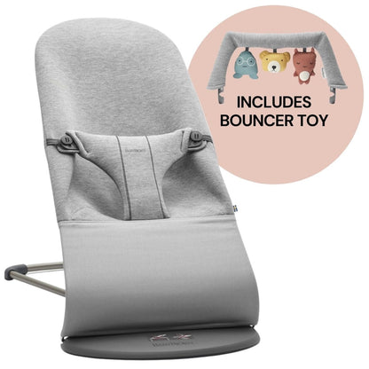 BabyBjorn Bouncer + Toy Bundle - Bliss (3D Jersey) Light Grey - 006072US-BB