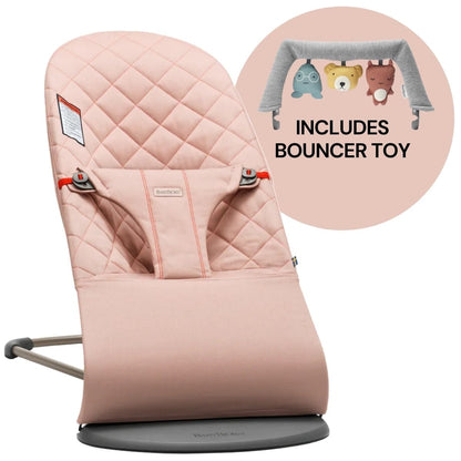 BabyBjorn Bouncer + Toy Bundle - Bliss (Cotton) Dusty Pink - 006014US-080300US