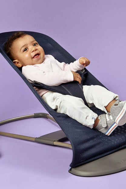 BabyBjorn Bouncer + Toy Bundle - Bliss (Mesh) Navy Blue - 006003US-080099US