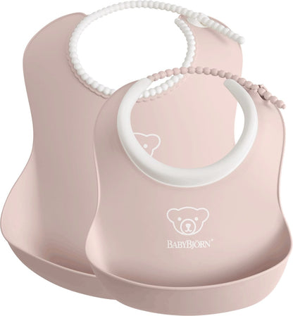 BabyBjorn Feeding Bib Set (Baby Bib + Small Baby Bib) - Powder Pink - 046764US
