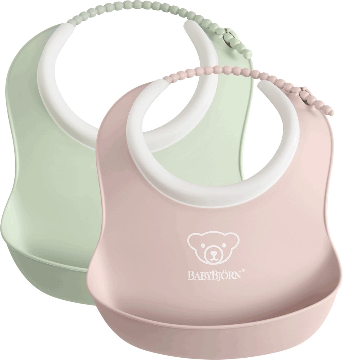 BabyBjorn Small Baby Bib, 2-Pack - Green/Pink - 052043US