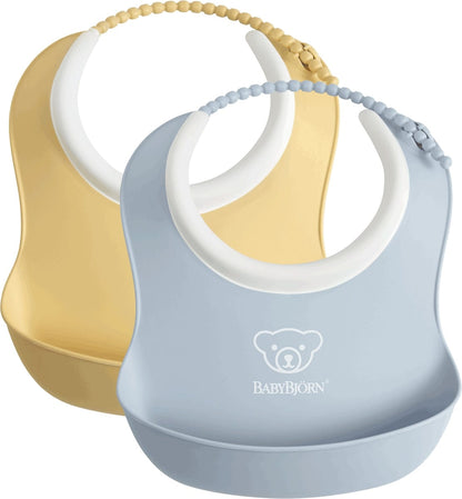 BabyBjorn Small Baby Bib, 2-Pack - Yellow/Blue