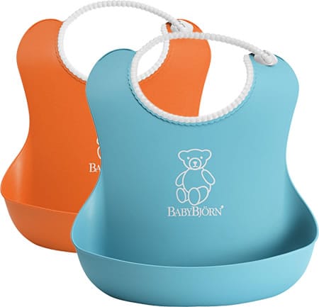 BabyBjörn Soft Bib 2 Pack in Orange & Turquoise