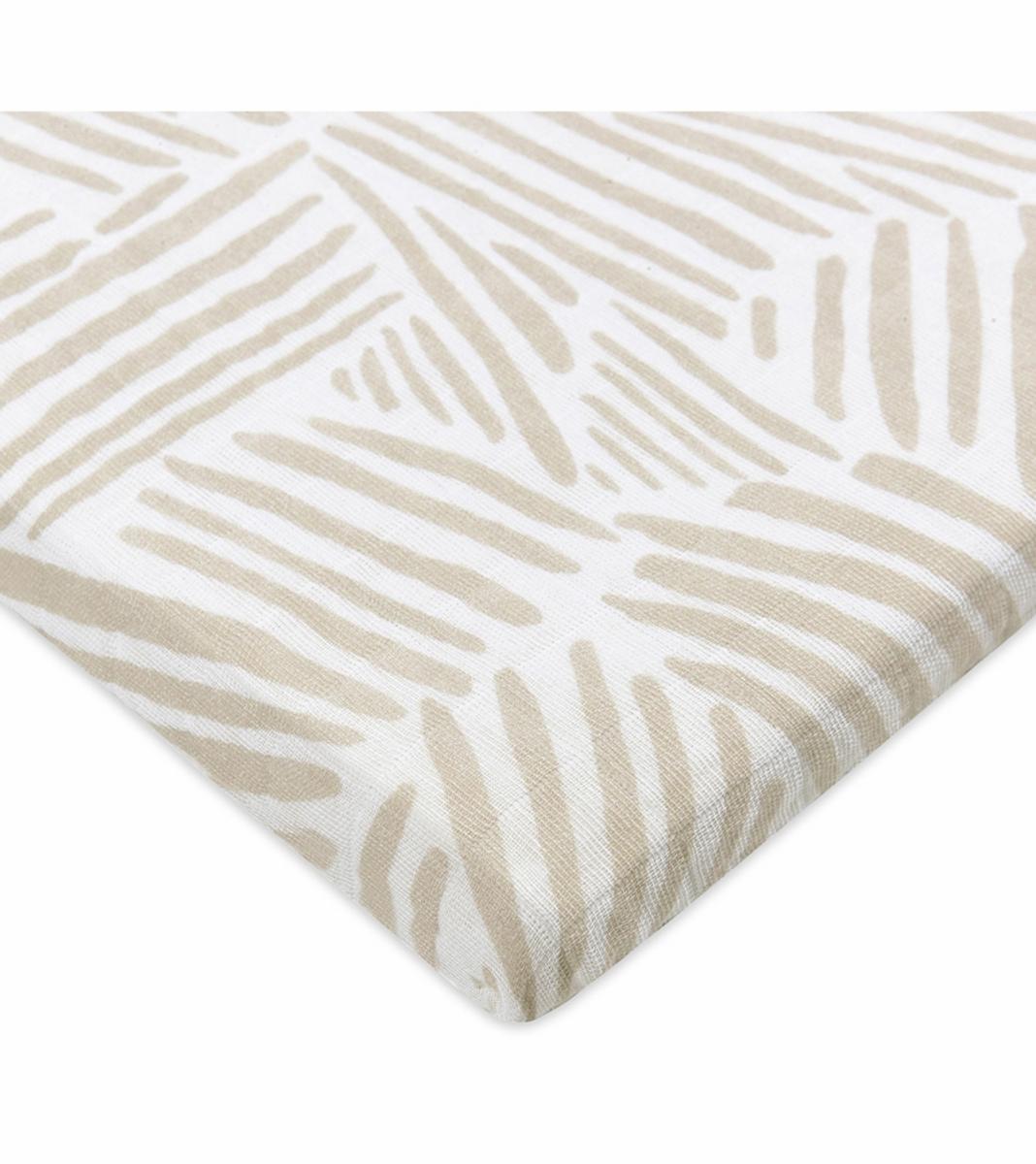 Babyletto All-Stages Bassinet Sheet in GOTS Certified Organic Muslin Cotton-Oat Stripe - T29234
