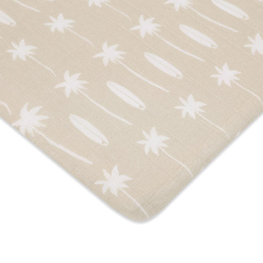 Babyletto All-Stages Bassinet Sheet in GOTS Certified Organic Muslin Cotton-Beach Bum - T27034