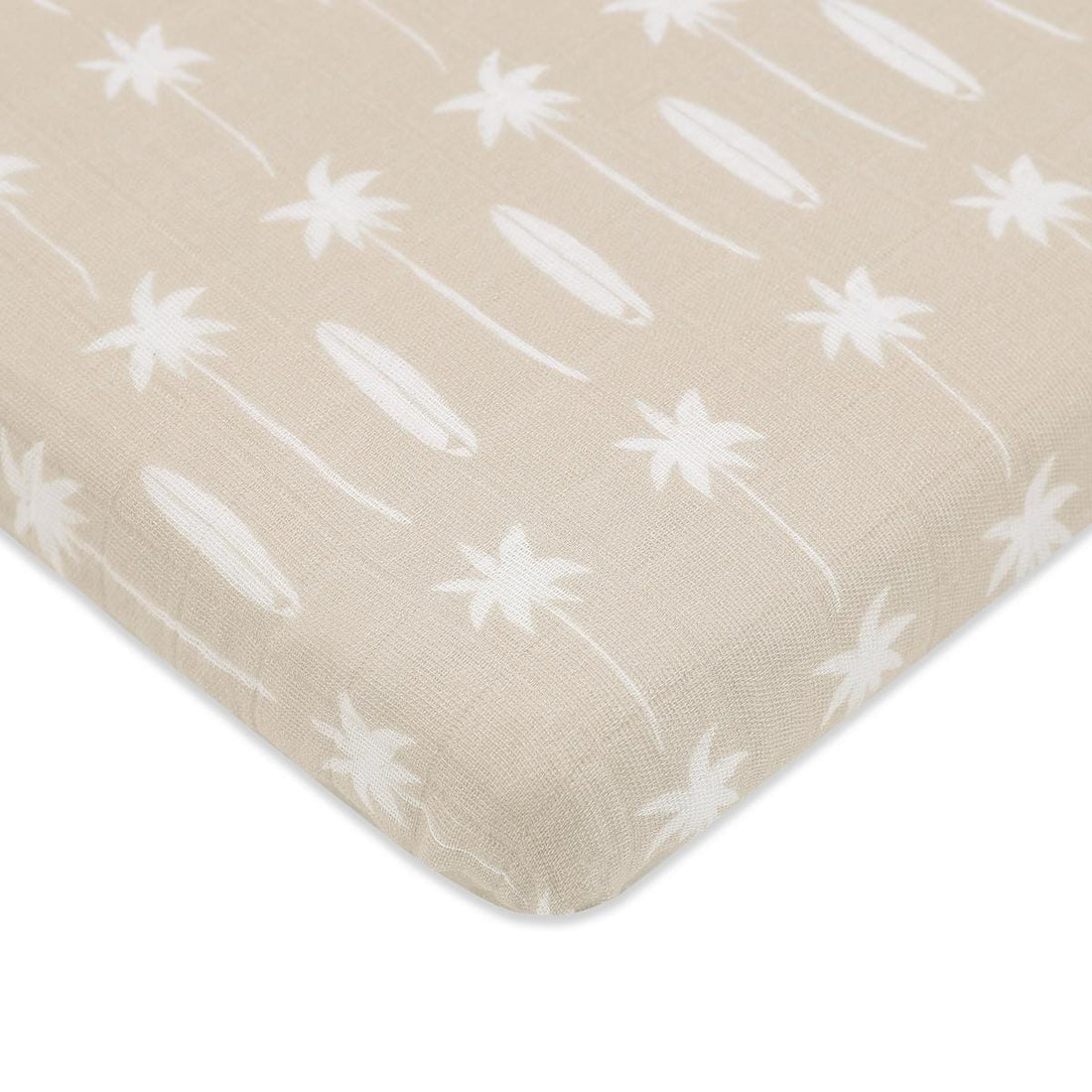 Babyletto All-Stages Midi Crib Sheet in GOTS Certified Organic Muslin Cotton-Beach Bum - T27033