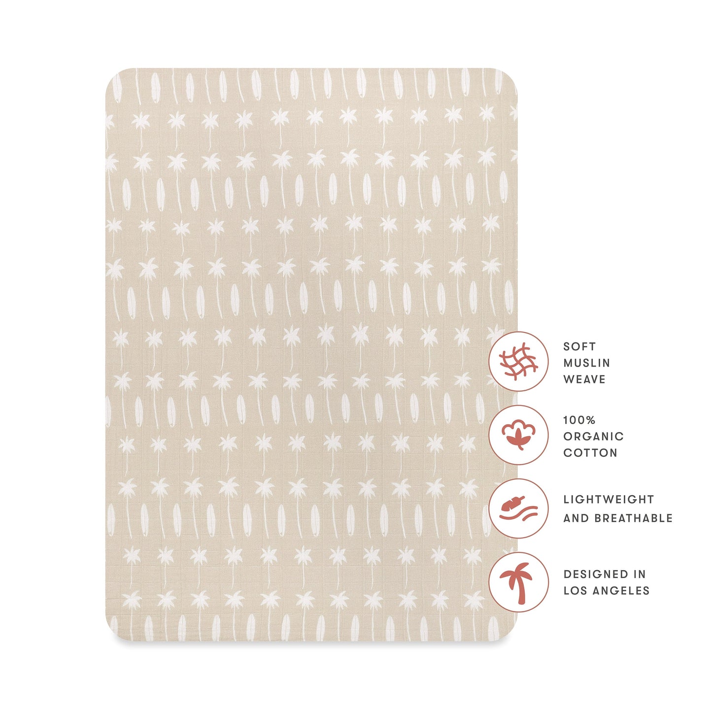 Babyletto All-Stages Midi Crib Sheet in GOTS Certified Organic Muslin Cotton - Beach Bum - T27033
