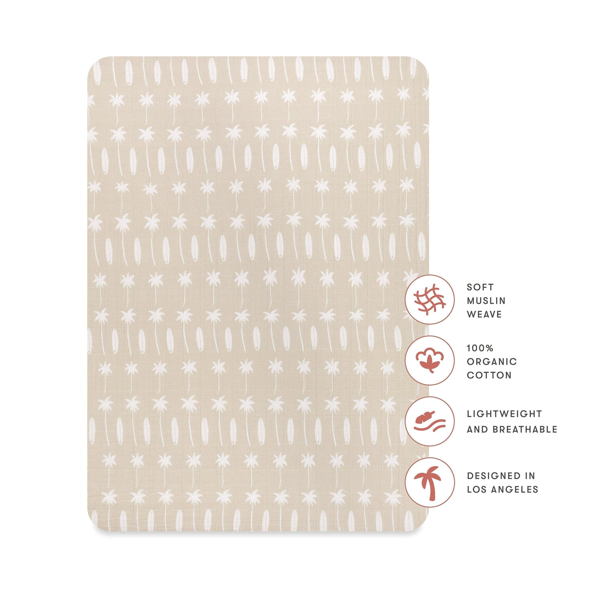 Babyletto All-Stages Midi Crib Sheet in GOTS Certified Organic Muslin Cotton - Beach Bum - T27033