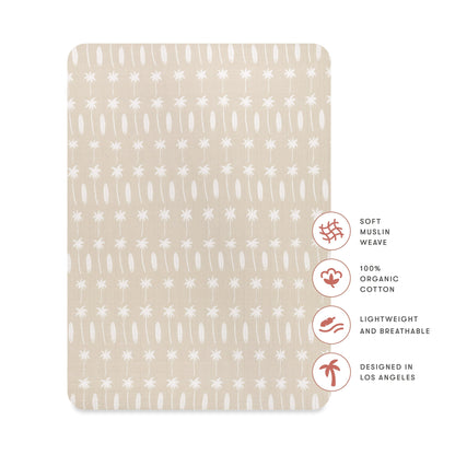 Babyletto All-Stages Midi Crib Sheet in GOTS Certified Organic Muslin Cotton - Beach Bum - T27033