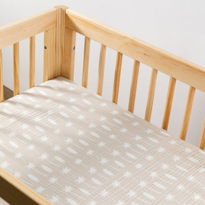 Babyletto All-Stages Midi Crib Sheet in GOTS Certified Organic Muslin Cotton - Beach Bum - T27033