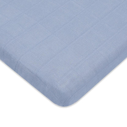 Babyletto All-Stages Midi Crib Sheet in GOTS Certified Organic Muslin Cotton-Dewdrop - T29633DP