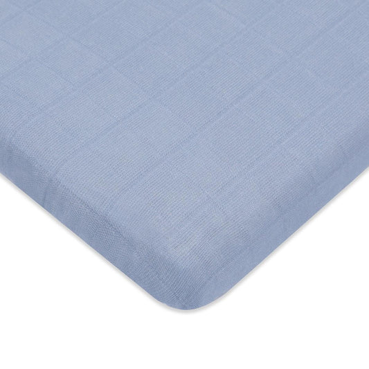 Babyletto All-Stages Midi Crib Sheet in GOTS Certified Organic Muslin Cotton-Dewdrop - T29633DP