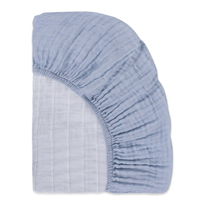 Babyletto All-Stages Midi Crib Sheet in GOTS Certified Organic Muslin Cotton - Dewdrop - T29633DP