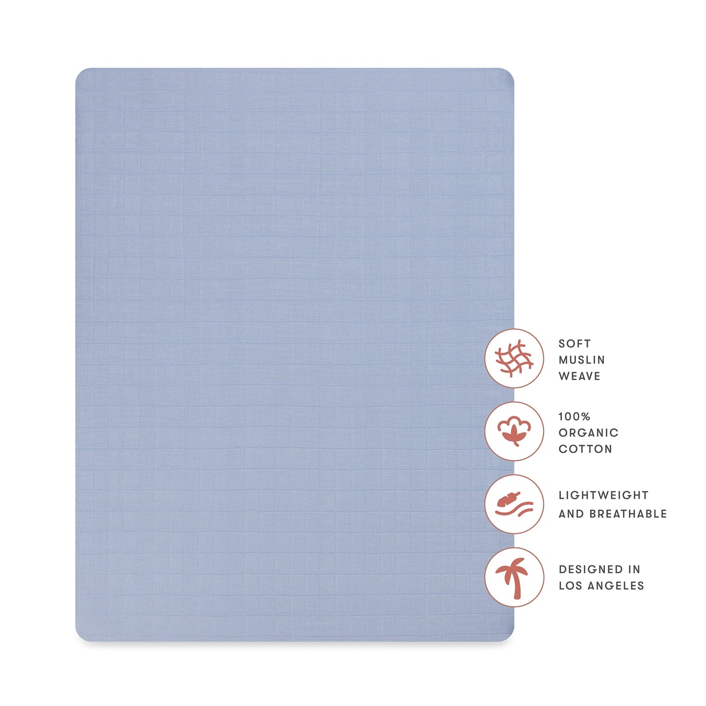 Babyletto All-Stages Midi Crib Sheet in GOTS Certified Organic Muslin Cotton - Dewdrop - T29633DP